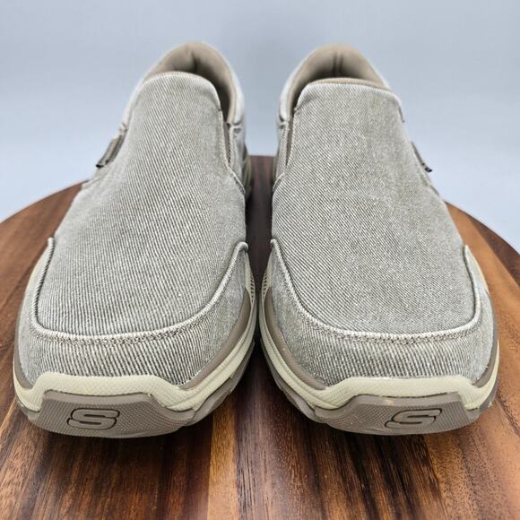 Skechers Shoes Mens 11.5 Taupe Canvas Slip On Comfort Relaxed Fit Casual Sneaker main image 6